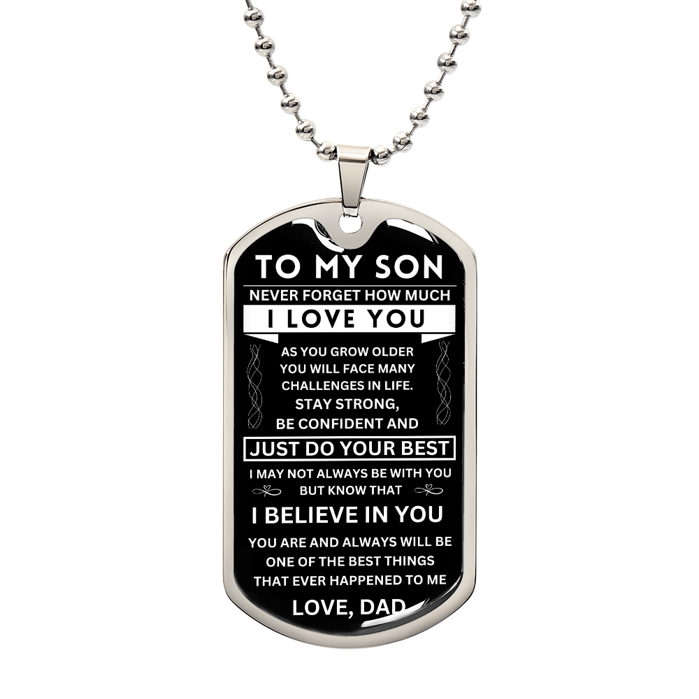 To My Son "Never Forget" Dog Tag - Military Ball Chain fp2