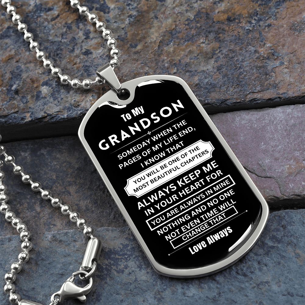 To My Grandson - Dog Tag - Military Ball Chain