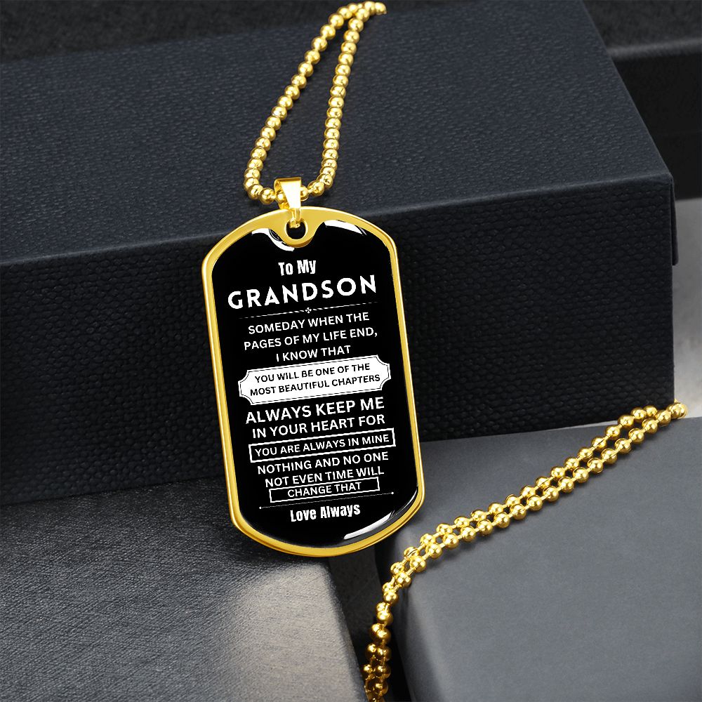 To My Grandson - Dog Tag - Military Ball Chain