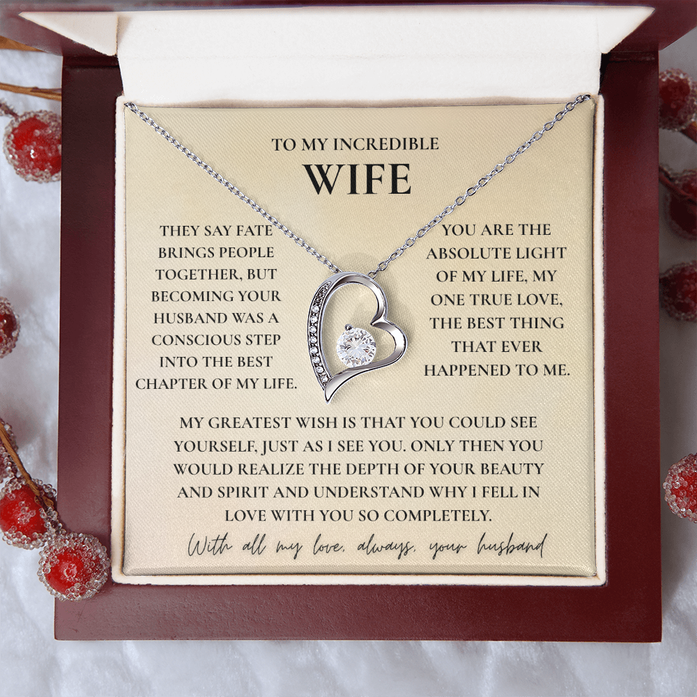 To My Wife Necklace - Romantic Heart Gift with Message Card