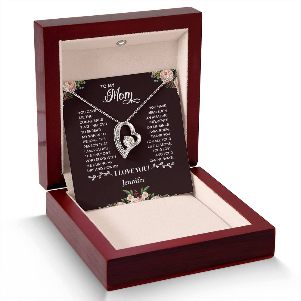 To My Mom - Heart Shaped Forever Love Necklace - Personalized Sign-Off