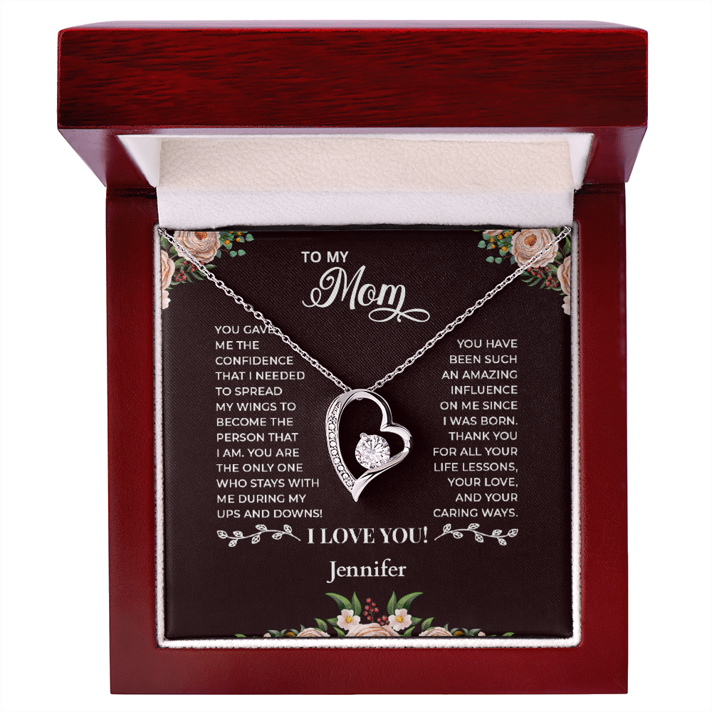 To My Mom - Heart Shaped Forever Love Necklace - Personalized Sign-Off