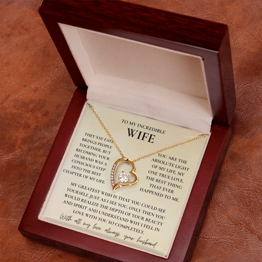 To My Wife Necklace - Romantic Heart Gift with Message Card