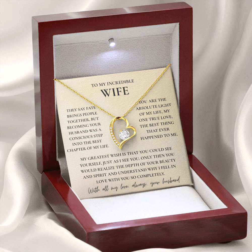 To My Wife Necklace - Romantic Heart Gift with Message Card