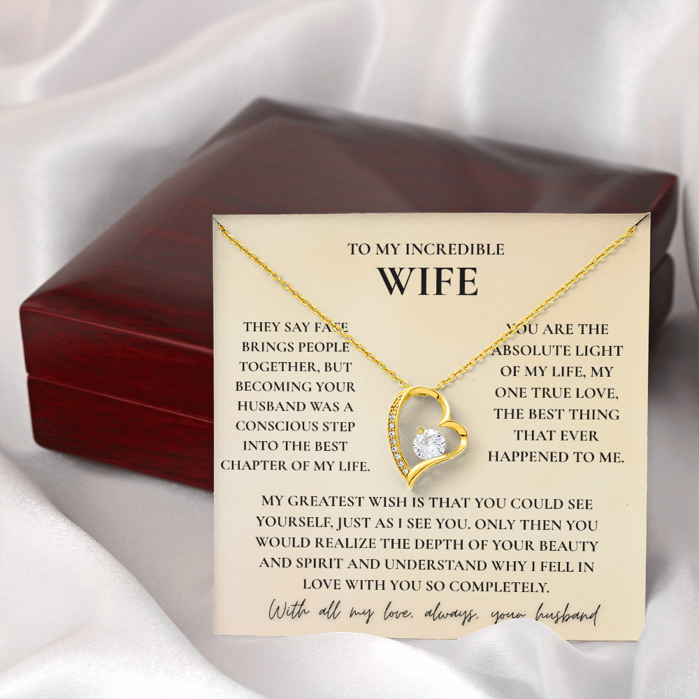 To My Wife Necklace - Romantic Heart Gift with Message Card