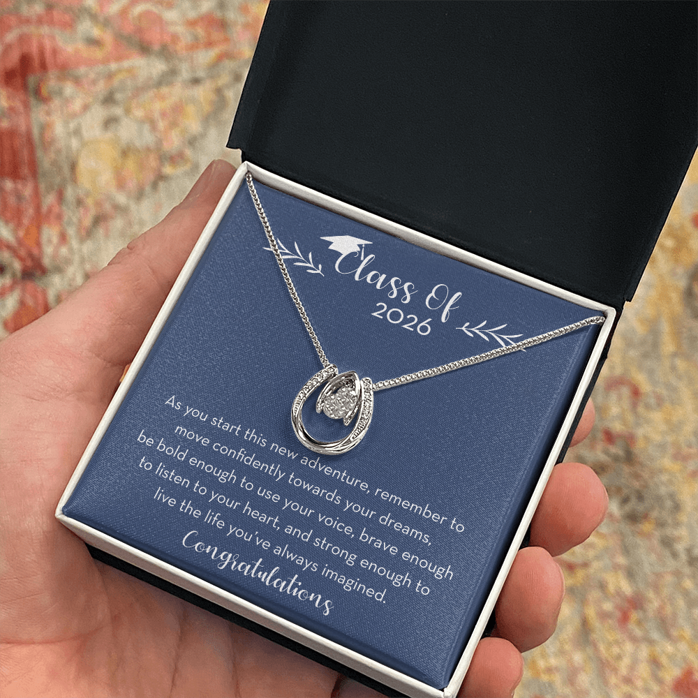 Class of 2026 Graduation Gift for Her, Lucky Horseshoe Necklace, 2026 Graduate Gift