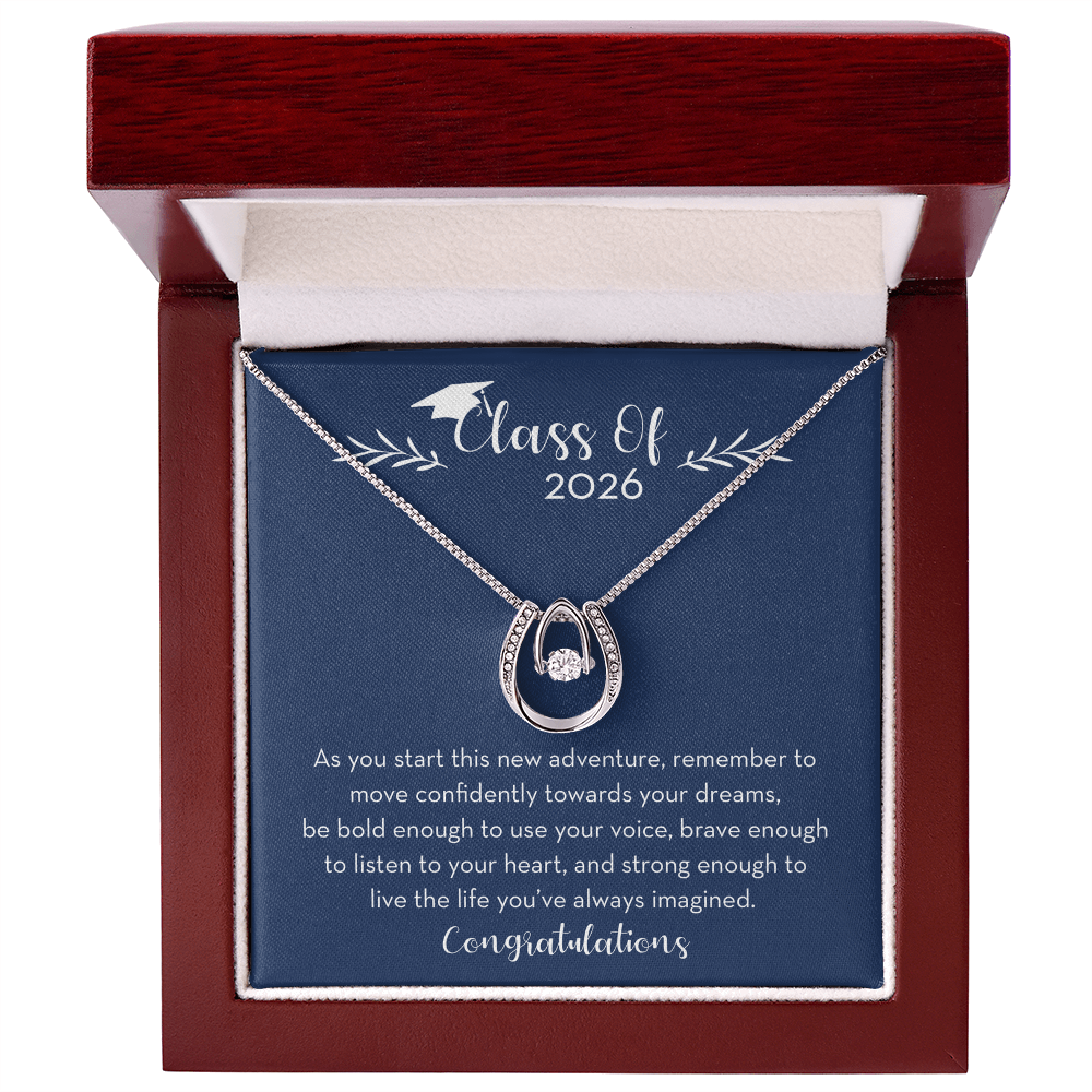 Class of 2026 Graduation Gift for Her, Lucky Horseshoe Necklace, 2026 Graduate Gift