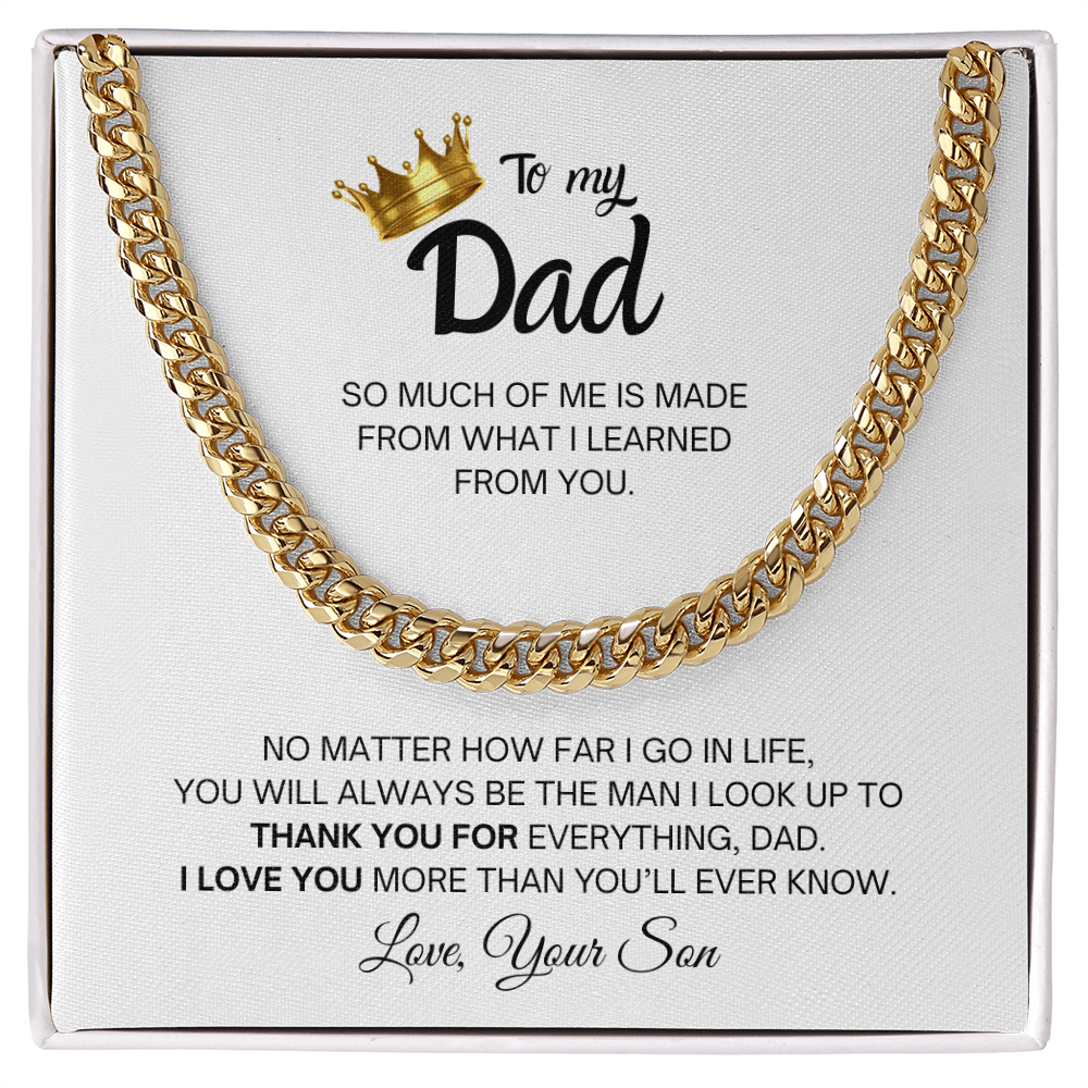  "Thank You for everything, Dad..." - Cuban Link Chain Necklace with Message Card for Father's Day, or Just Because Gift