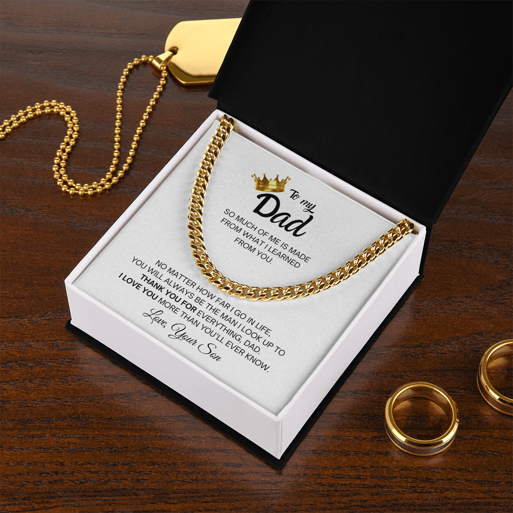  "Thank You for everything, Dad..." - Cuban Link Chain Necklace with Message Card for Father's Day, or Just Because Gift