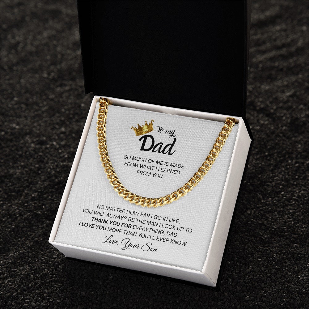  "Thank You for everything, Dad..." - Cuban Link Chain Necklace with Message Card for Father's Day, or Just Because Gift
