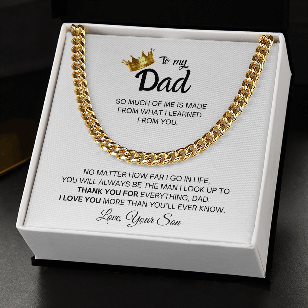  "Thank You for everything, Dad..." - Cuban Link Chain Necklace with Message Card for Father's Day, or Just Because Gift