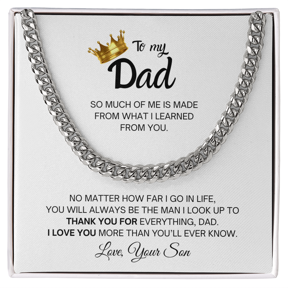  "Thank You for everything, Dad..." - Cuban Link Chain Necklace with Message Card for Father's Day, or Just Because Gift