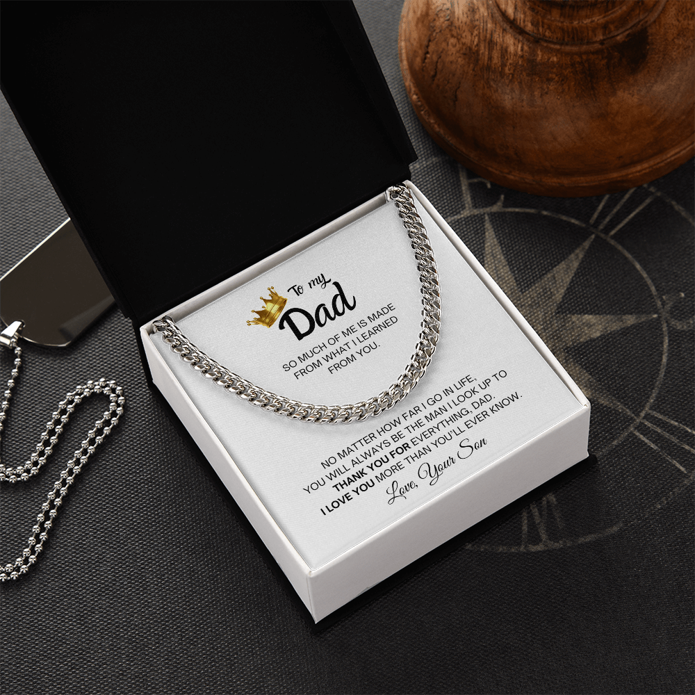  "Thank You for everything, Dad..." - Cuban Link Chain Necklace with Message Card for Father's Day, or Just Because Gift