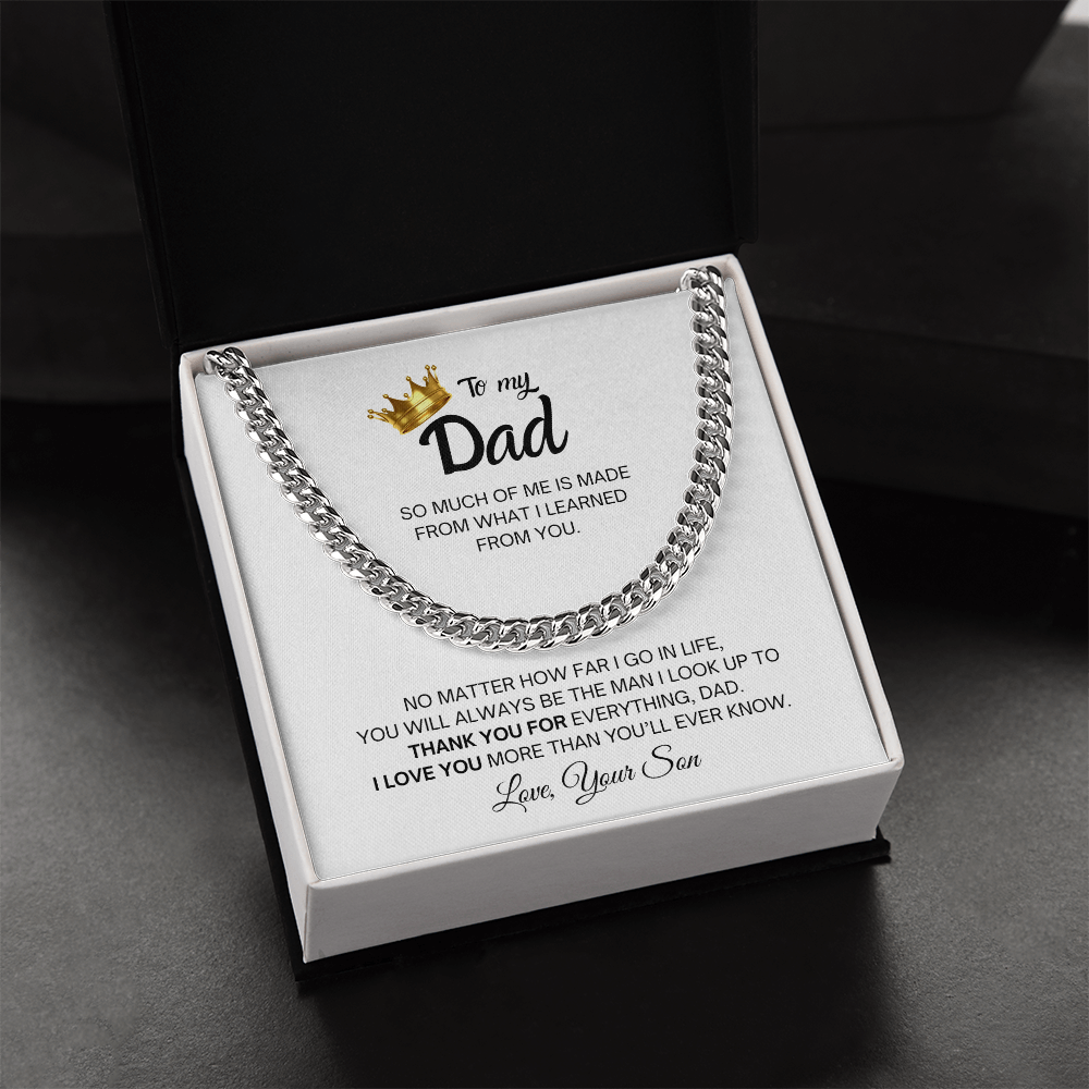  "Thank You for everything, Dad..." - Cuban Link Chain Necklace with Message Card for Father's Day, or Just Because Gift