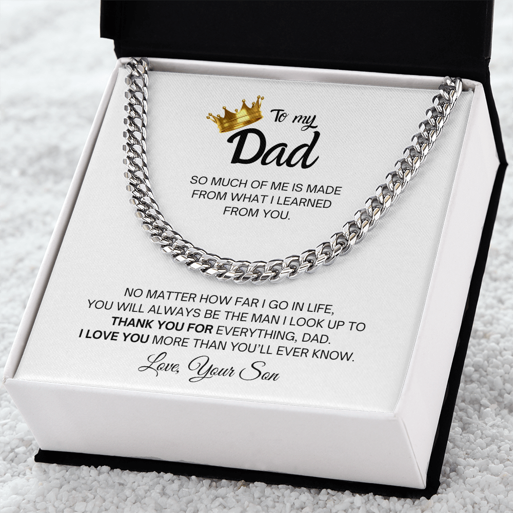 "Thank You for everything, Dad..." - Cuban Link Chain Necklace with Message Card for Father's Day, or Just Because Gift