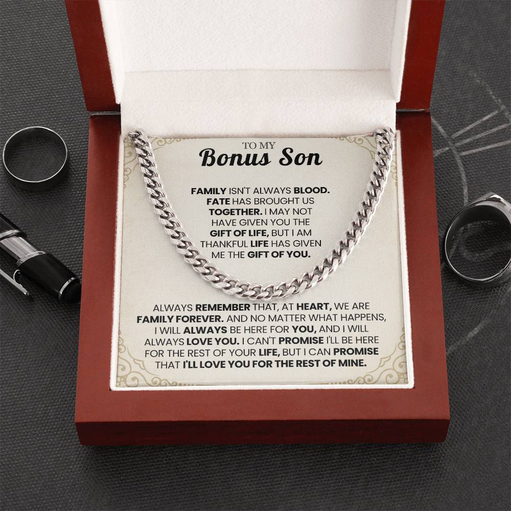 To My Bonus Son I'll Love You For The Rest Of Mine Necklace