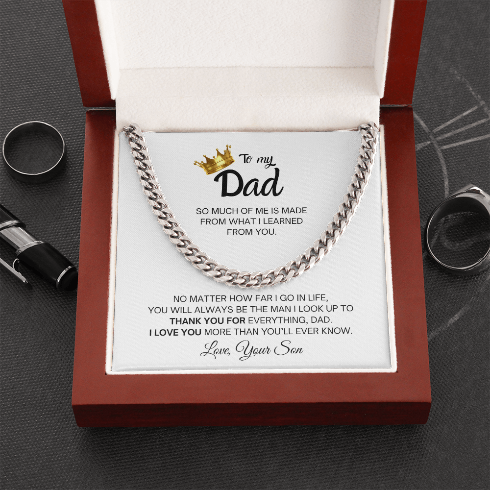 "Thank You for everything, Dad..." - Cuban Link Chain Necklace with Message Card for Father's Day, or Just Because Gift