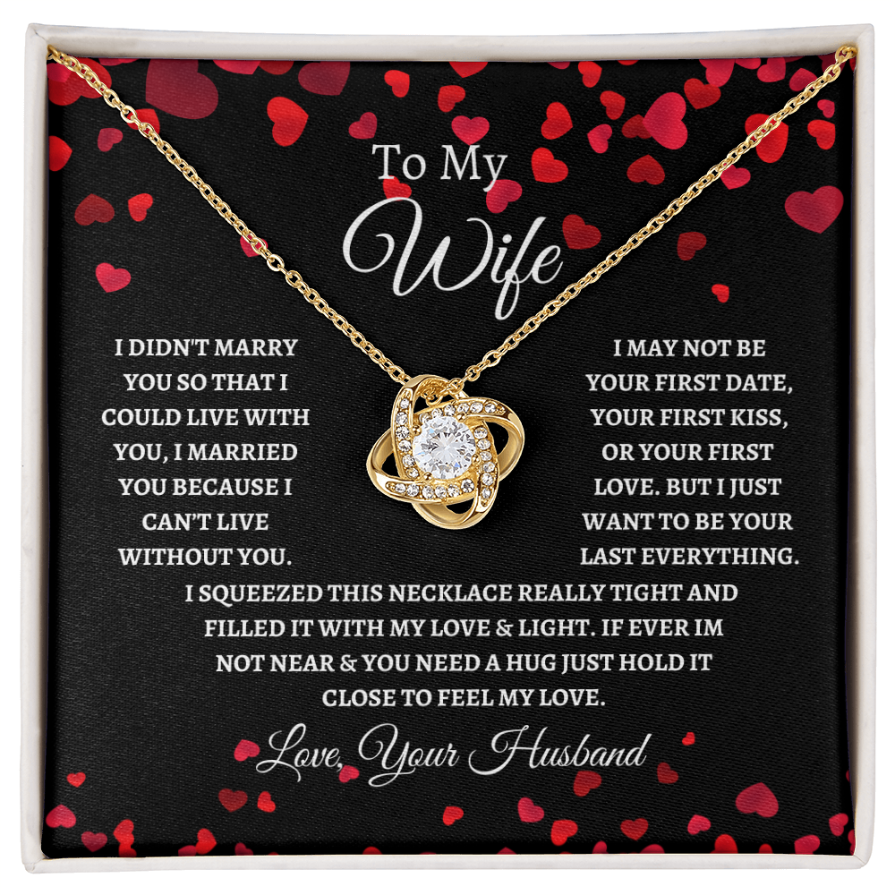 To My Wife Love Knot Necklace Red Hearts