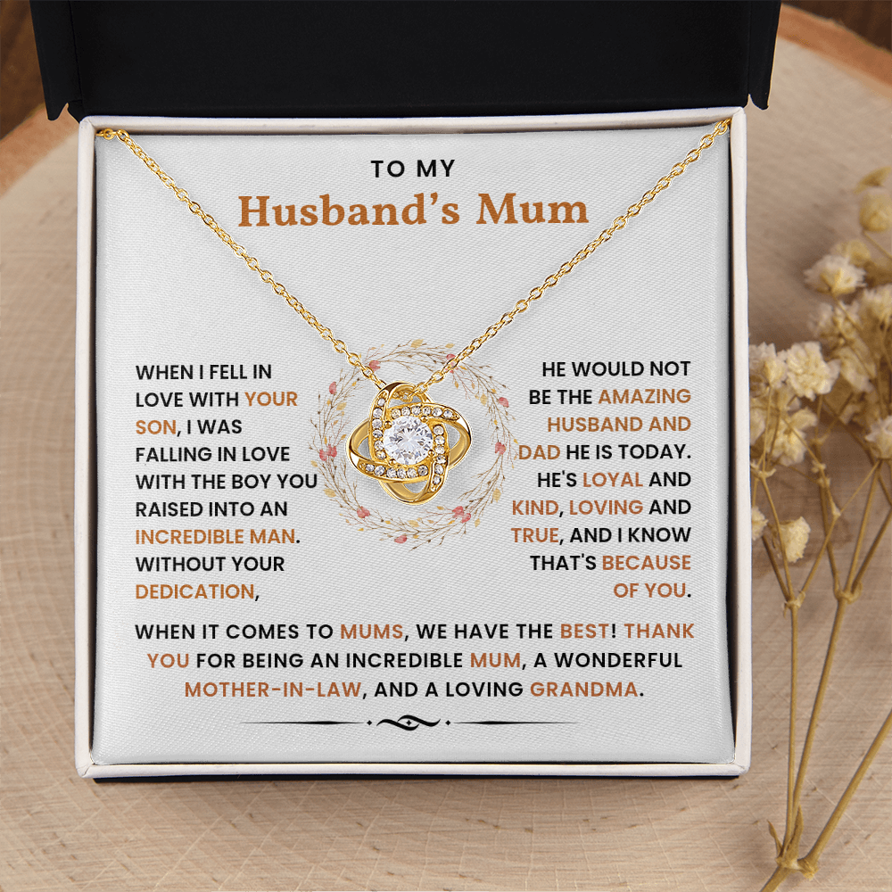 To My Husband's Mum- Loveknot Necklace- Thank You For Being An Incredible Mum