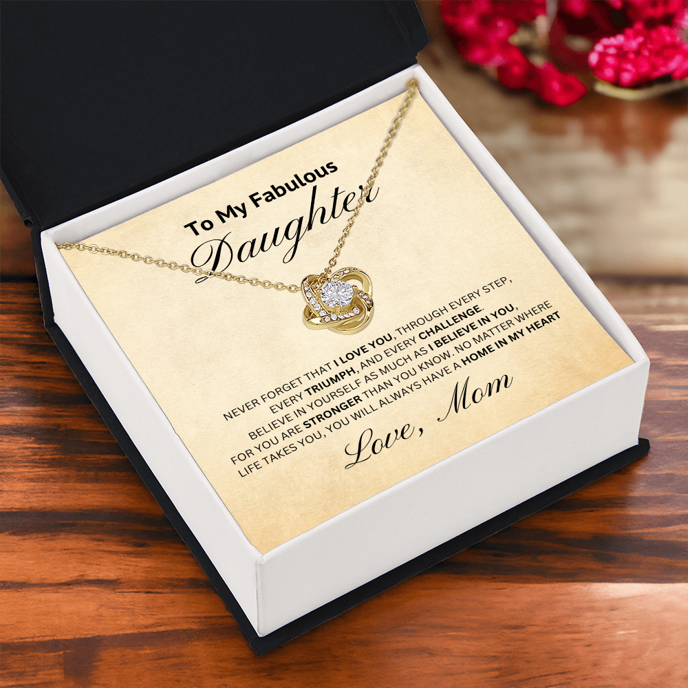To My Fabulousl Daughter-Loveknot Necklace- Love and Support