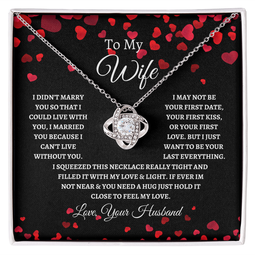 To My Wife Love Knot Necklace Red Hearts