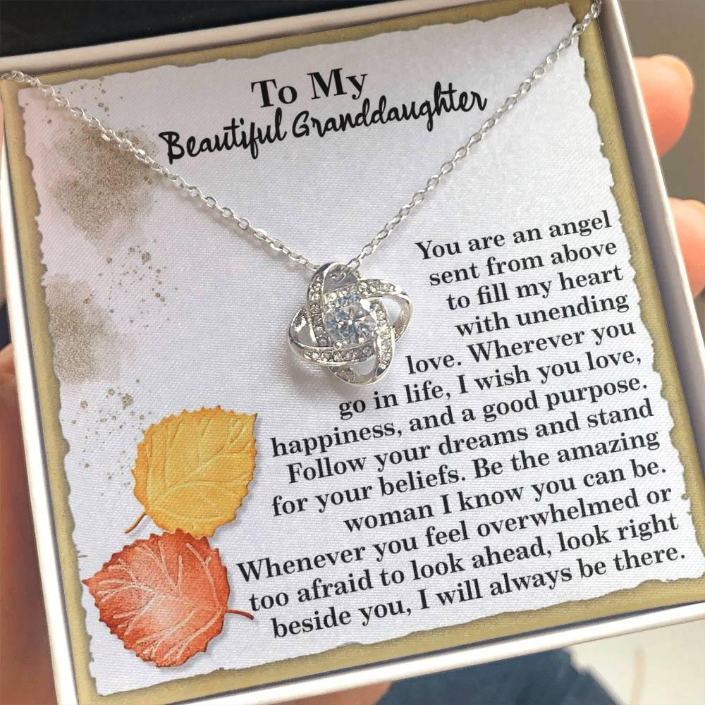 Gift for Granddaughter - An Angel - Love Knot Pendant Necklace
