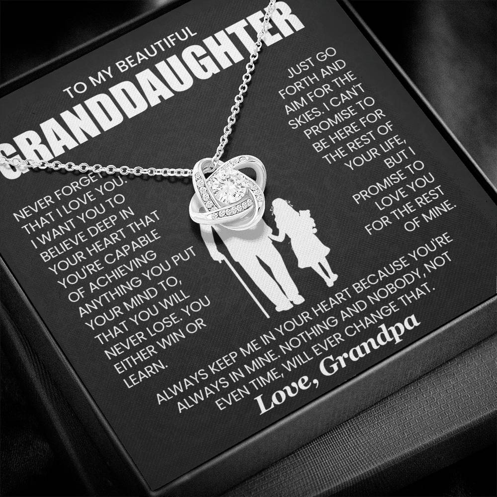 To My Beautiful Granddaughter, You're Capable of Achieving Anything You Put Your Mind To - Love Knot Necklace