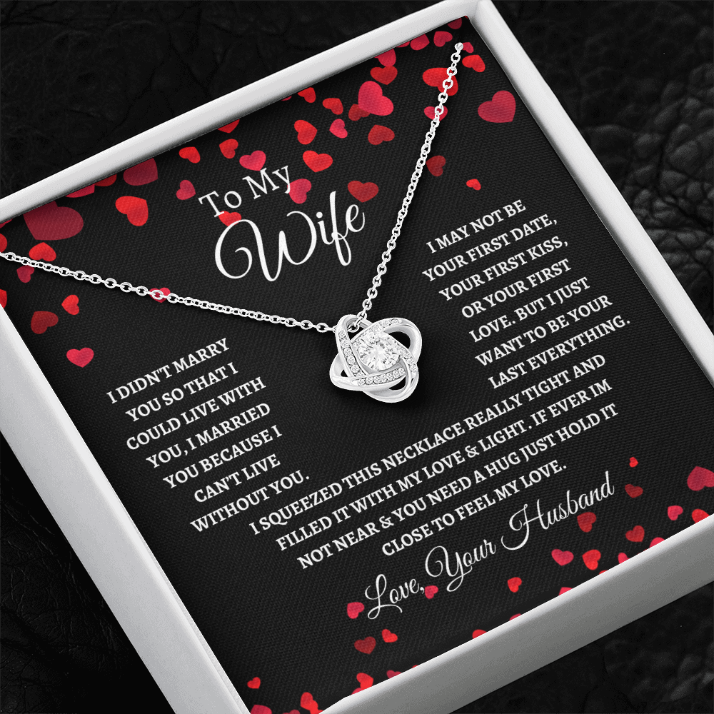 To My Wife Love Knot Necklace Red Hearts