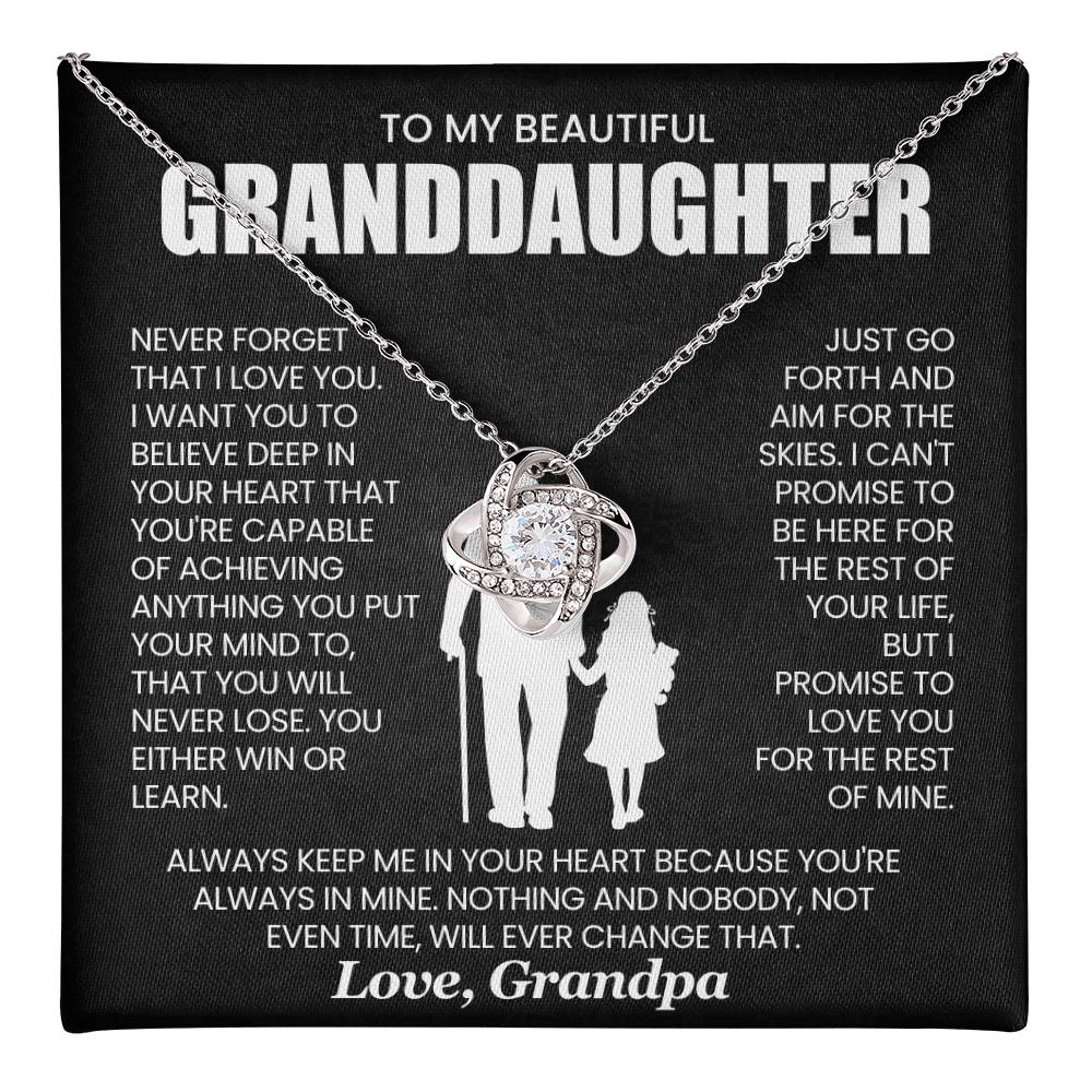 To My Beautiful Granddaughter, You're Capable of Achieving Anything You Put Your Mind To - Love Knot Necklace