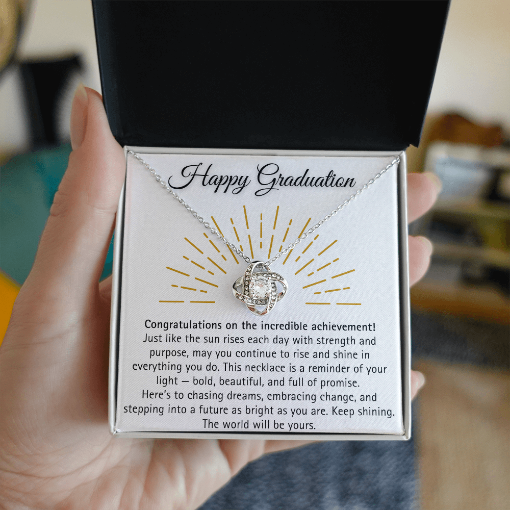 [Almost Sold Out] Happy Graduation Necklace with Message Card - The World will be yours