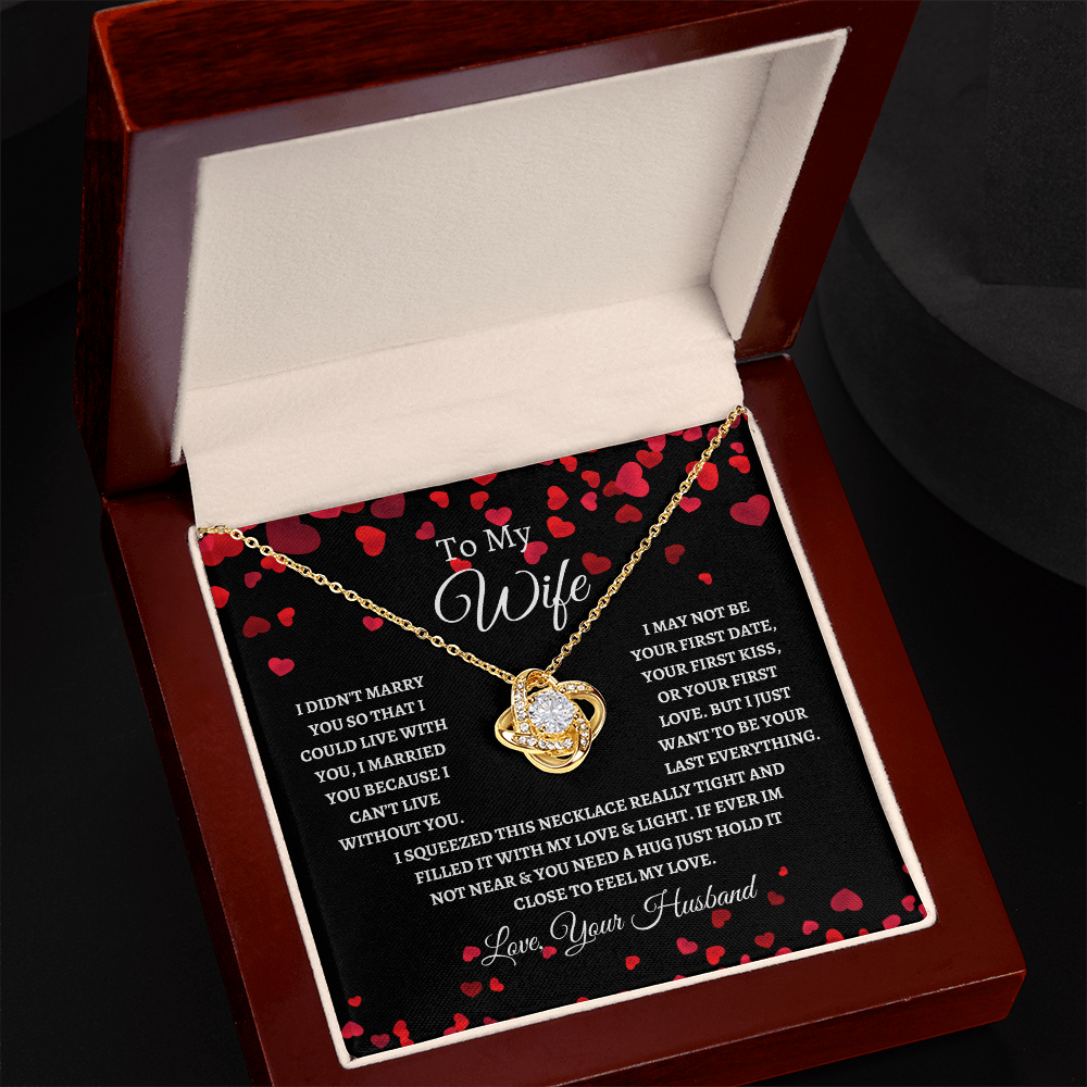 To My Wife Love Knot Necklace Red Hearts
