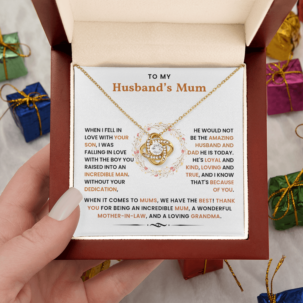 To My Husband's Mum- Loveknot Necklace- Thank You For Being An Incredible Mum