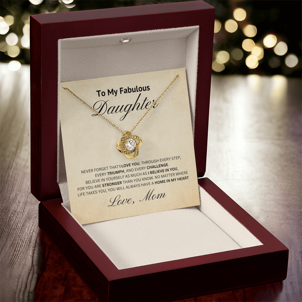 To My Fabulousl Daughter-Loveknot Necklace- Love and Support