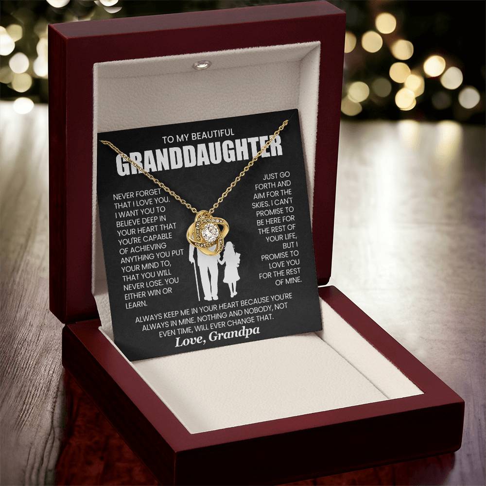 To My Beautiful Granddaughter, You're Capable of Achieving Anything You Put Your Mind To - Love Knot Necklace