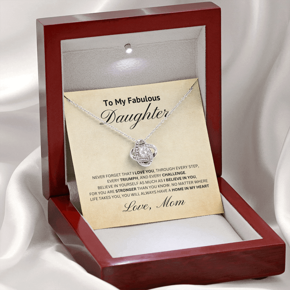 To My Fabulousl Daughter-Loveknot Necklace- Love and Support