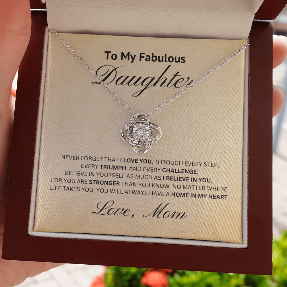 To My Fabulousl Daughter-Loveknot Necklace- Love and Support