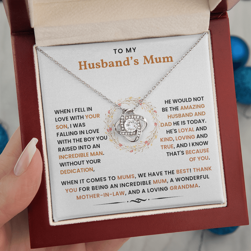To My Husband's Mum- Loveknot Necklace- Thank You For Being An Incredible Mum