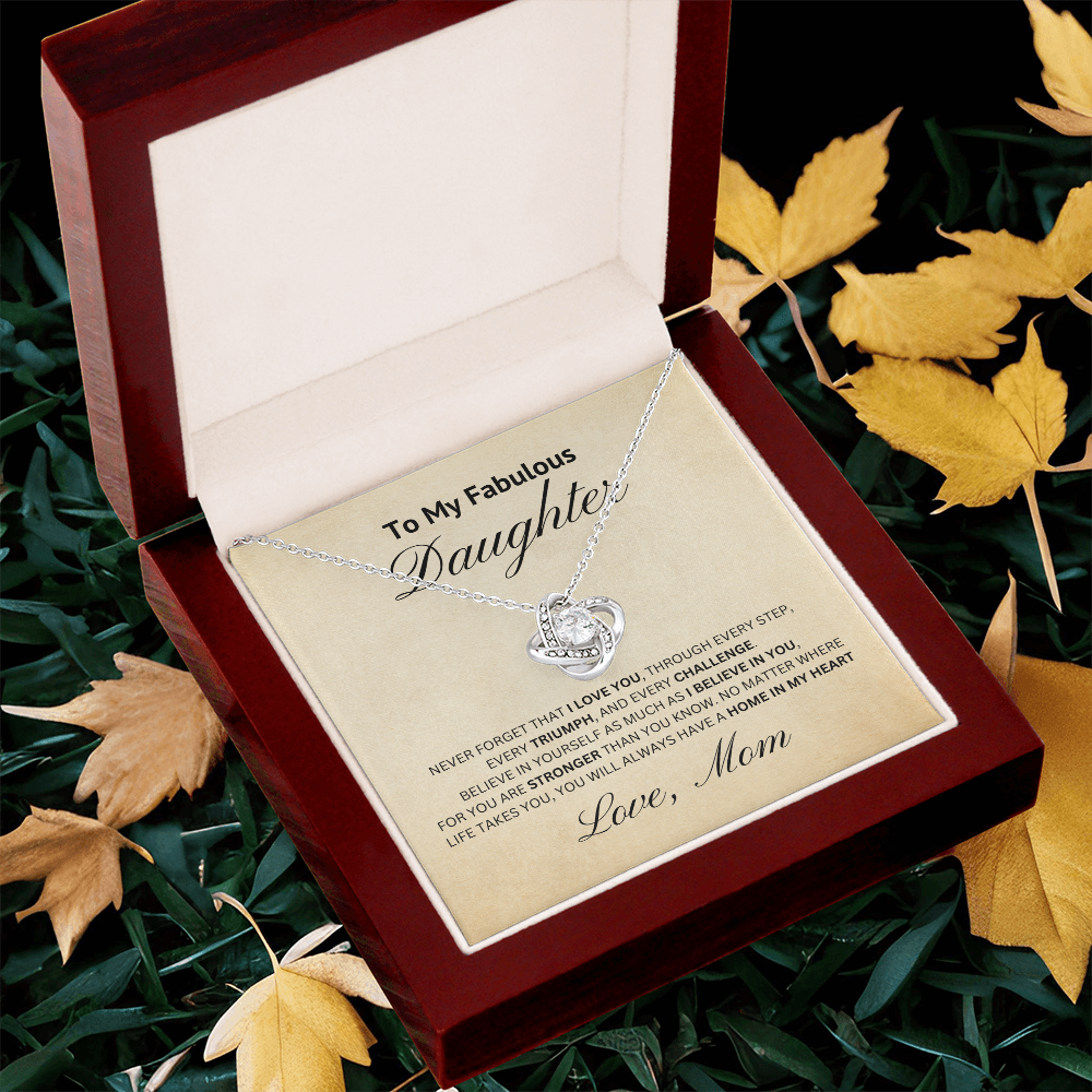To My Fabulousl Daughter-Loveknot Necklace- Love and Support