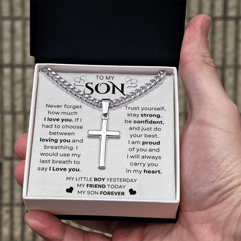 To My Son | Never Forget | Chain With Artisan Cross