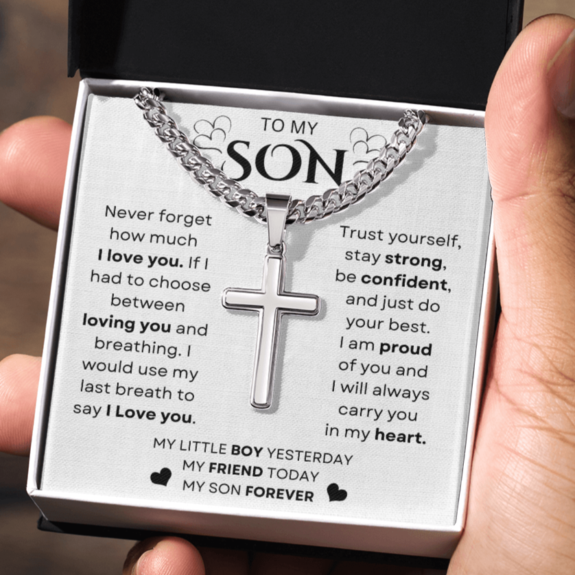 To My Son | Never Forget | Chain With Artisan Cross