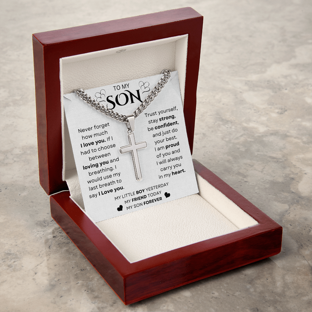 To My Son | Never Forget | Chain With Artisan Cross