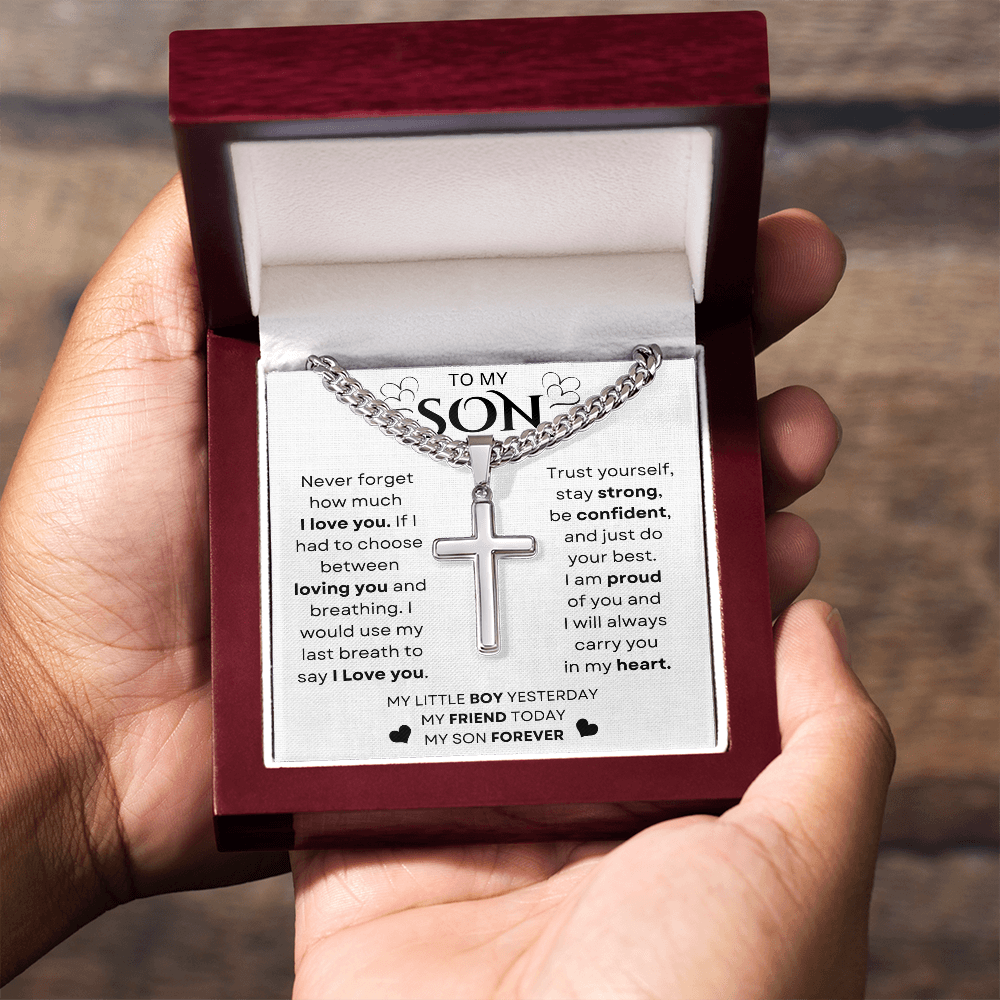 To My Son | Never Forget | Chain With Artisan Cross