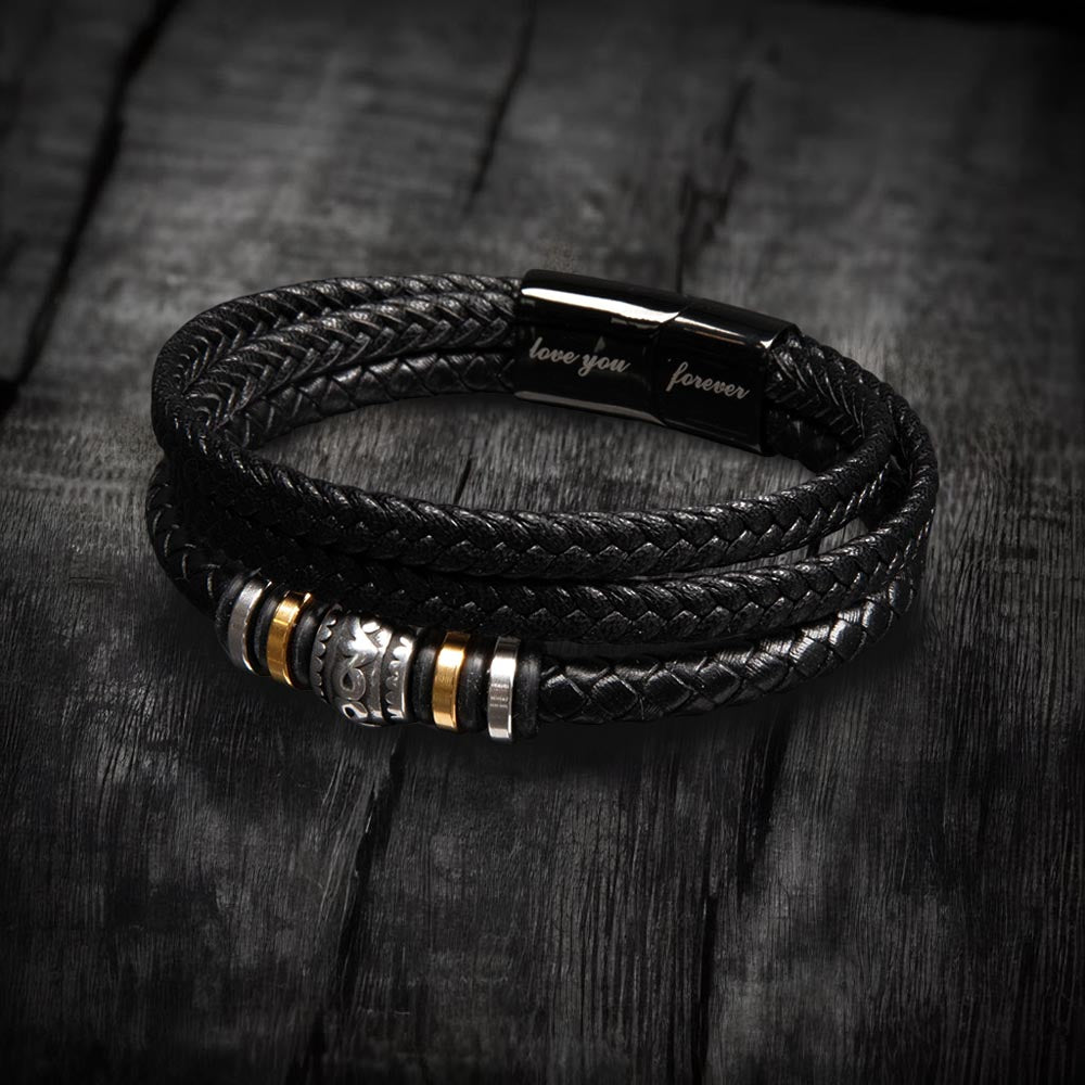 Grandson, Never Give Up - Leather Bracelet (GS74)