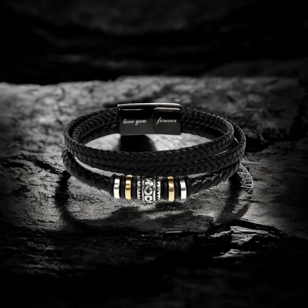 Grandson, Never Give Up - Leather Bracelet (GS74)