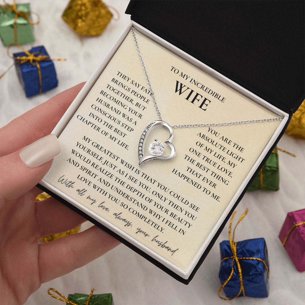 To My Wife Necklace - Romantic Heart Gift with Message Card