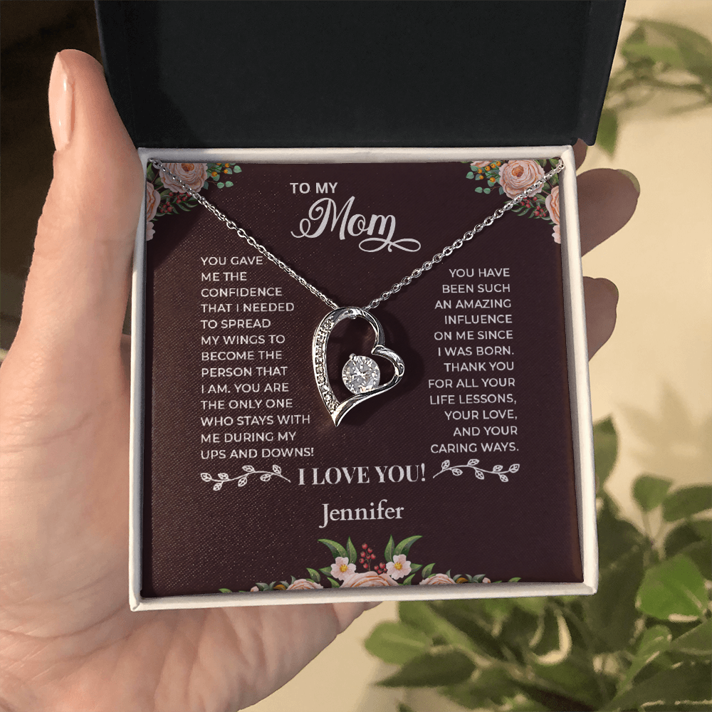 To My Mom - Heart Shaped Forever Love Necklace - Personalized Sign-Off