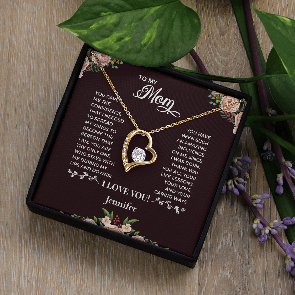 To My Mom - Heart Shaped Forever Love Necklace - Personalized Sign-Off