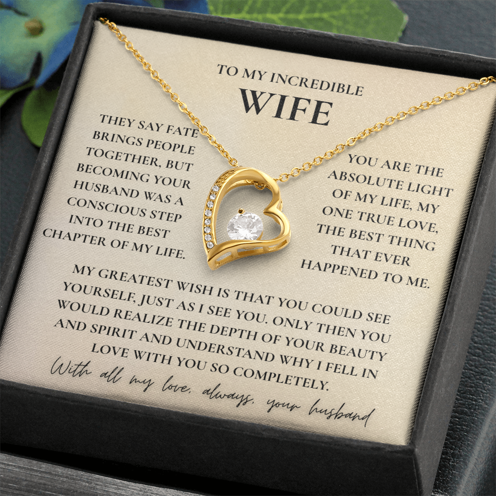 To My Wife Necklace - Romantic Heart Gift with Message Card
