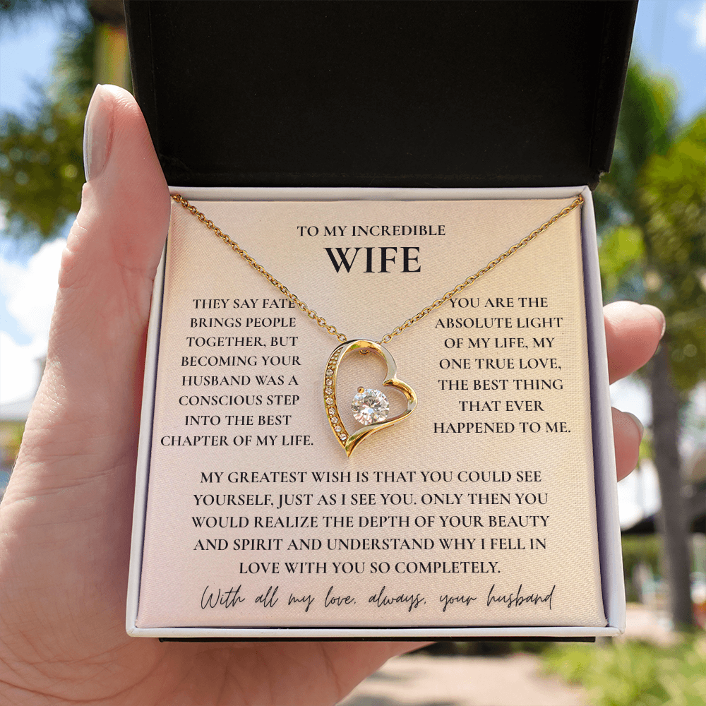 To My Wife Necklace - Romantic Heart Gift with Message Card