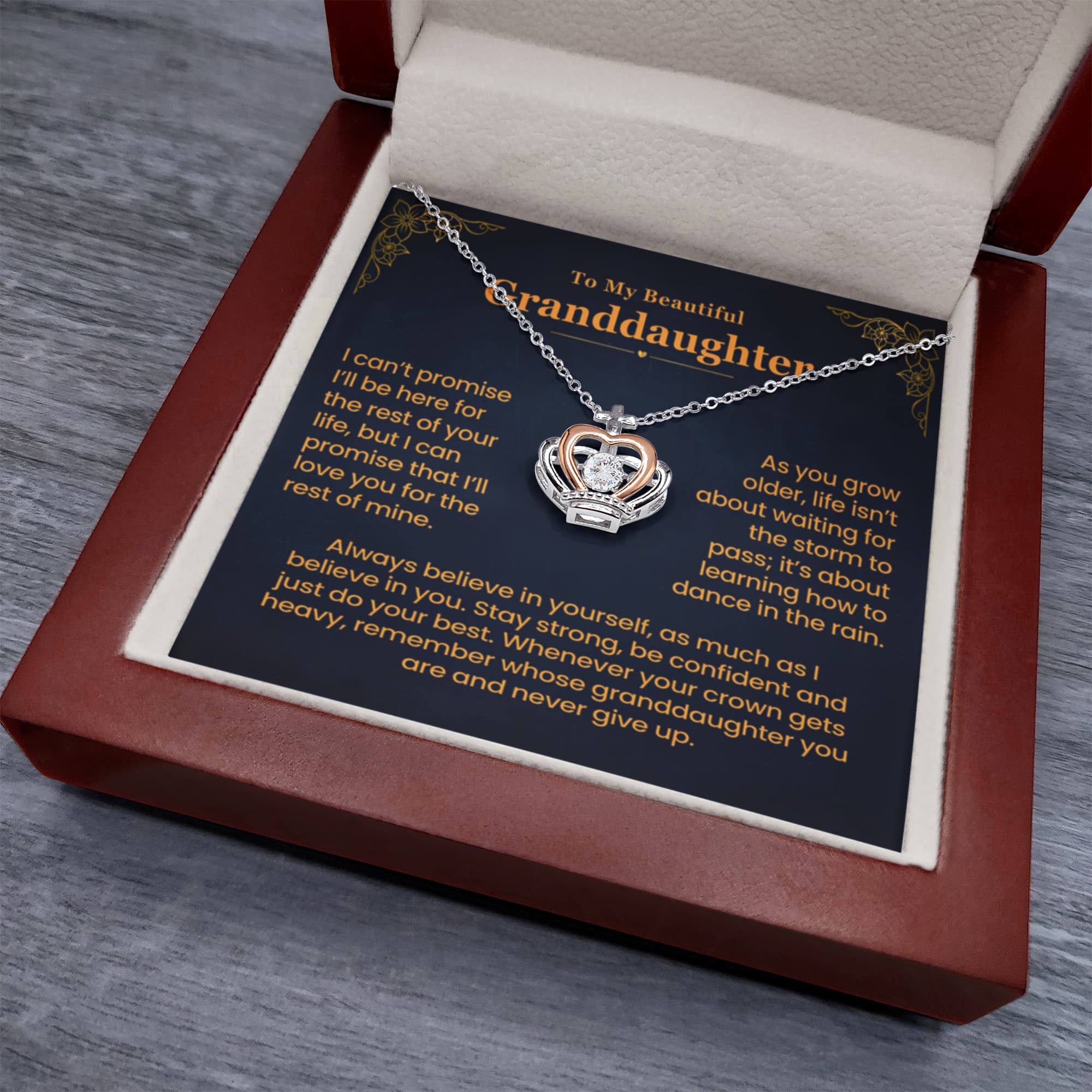 To My Granddaughter, Believe - Crown Pendant Necklace (GD108)